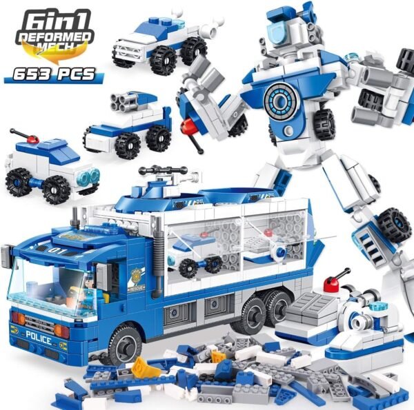 PANLOS STEM Robot Educational Learning Building Bricks Toy Carrier Truck Set Vehicles