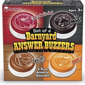 Learning Resources Barnyard Buzzers, Set of 4, Assorted Sounds and Colors, Ages