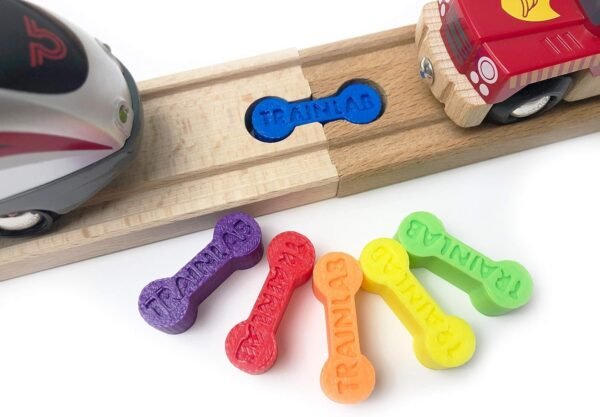 TrainLab Dog Bone Train Track Adapter Connectors 6pcs Rainbow Kit