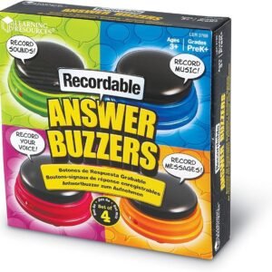 Learning Resources Recordable Answer Buzzers, Personalized Sound Buzzers, Talking Button, Set of