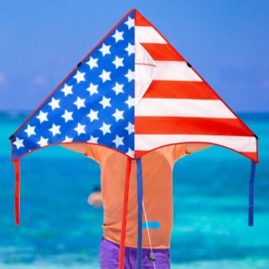 JEKOSEN 50 Patriotic American Flag Large Delta Kite for Kids and Adults