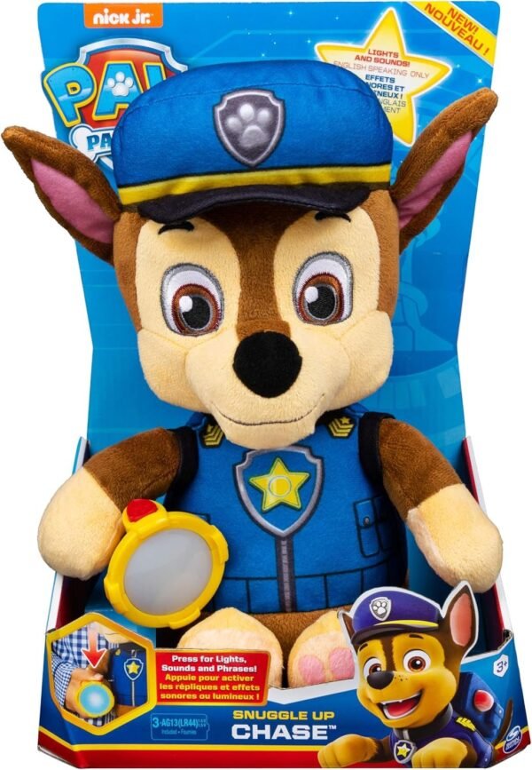 Paw Patrol, Snuggle Up Chase Plush with Flashlight and Sounds, for Kids