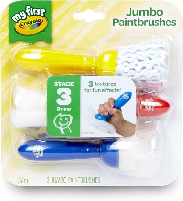 Crayola My First Jumbo Toddler Paint Brushes, Painting for Toddlers, 3ct