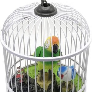 YMANX Simulated Bird cage, Real Sound and Action Sound, Voice-Activated Sensing, with
