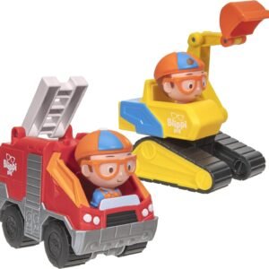 Blippi Mini Vehicle 2 Pack, Excavator & Fire Truck Kit