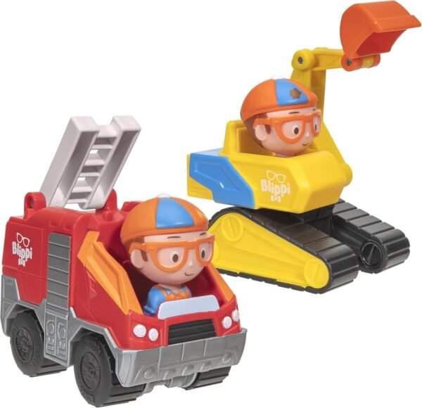 Blippi Mini Vehicle 2 Pack, Excavator & Fire Truck Kit