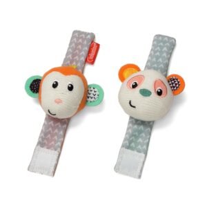 Infantino Wrist Rattles, Monkey and Panda Kit Toy Fun Kids