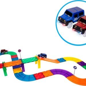 PicassoTiles 30 Piece Race Car Track Building Block Educational Toy Set Magnetic