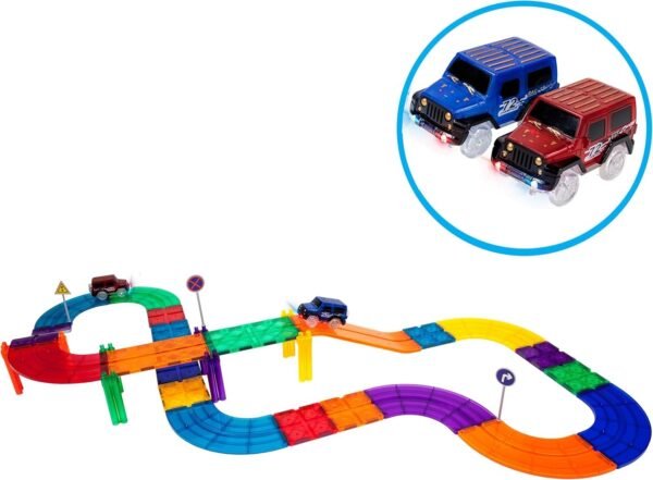 PicassoTiles 30 Piece Race Car Track Building Block Educational Toy Set Magnetic