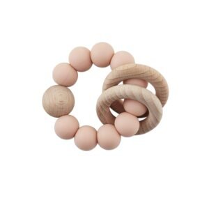 Babe Basics Teething Rattle Natural Wood & BPA-Free Silicone Teething Toy
