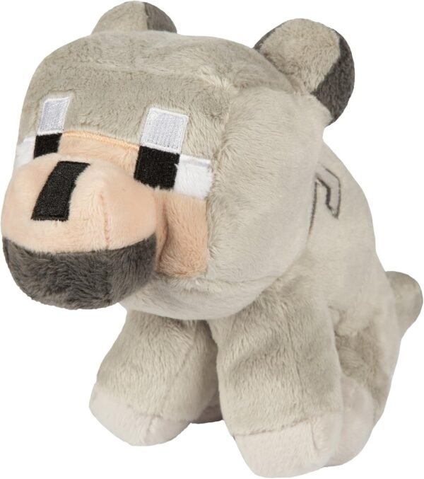 JINX Minecraft Baby Wolf Plush Stuffed Toy, Gray, 8 Tall