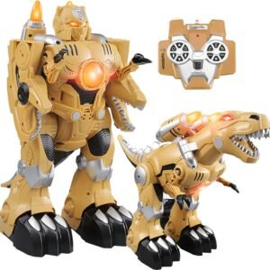 YARMOSHI Dinosaur Robot with Remote Control and USB Charger - Lights Up,
