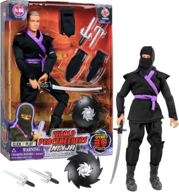 Click N Play 12 Inch Ninja Action Figure Play Set With Accessories.