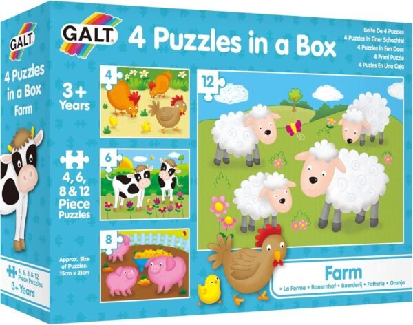 Galt Toys, Four Puzzles in a Box - Farm Kit