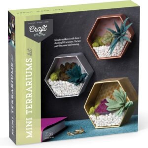 Craft Crush Mini Terrariums Craft Kit Make 3 Geometric Terrariums with Colorful