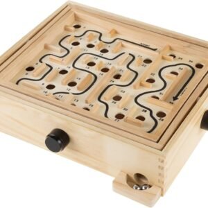Labyrinth Wooden Maze Game with Two Steel Marbles, Puzzle Game for Adults,