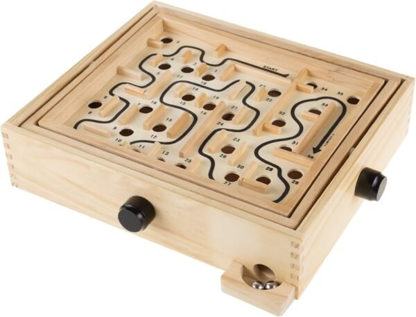 Labyrinth Wooden Maze Game with Two Steel Marbles, Puzzle Game for Adults,