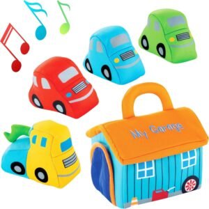 Bundaloo Plush Car Toy Set with Sounds - Red, Blue and Green