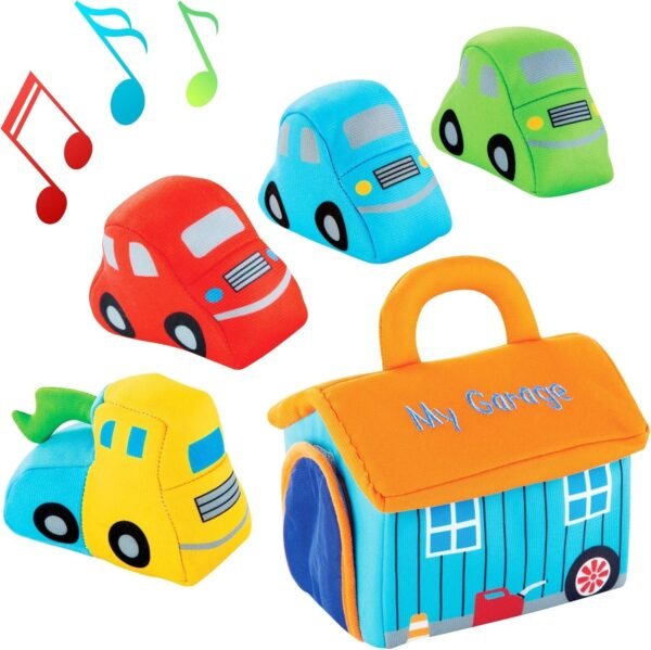 Bundaloo Plush Car Toy Set with Sounds - Red, Blue and Green
