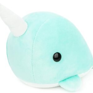 Bellzi Teal Narwhal Cute Stuffed Animal Plush Toy - Adorable Soft Whale
