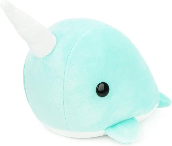 Bellzi Teal Narwhal Cute Stuffed Animal Plush Toy - Adorable Soft Whale