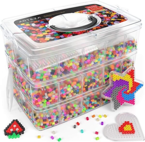 ARTEZA Iron Beads for Kids, 5mm, 30,000 Beads, 45 Colors, Fuse Beads