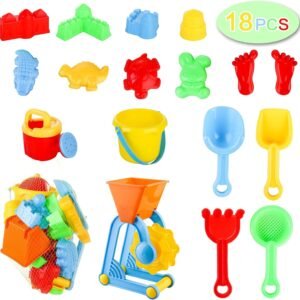 AWEFRANK 18 PCS Beach Sand Toys Set for Kids, Animals & Castle