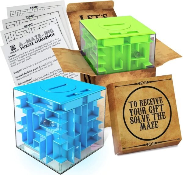 2 Pack Money Puzzle Gift Boxes Two Cool Cube Shaped Puzzle Money