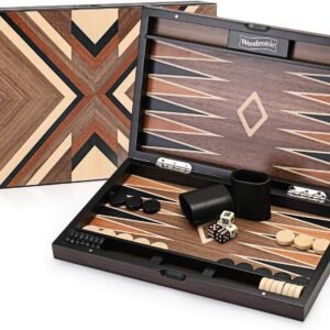 Woodronic 15 Wooden Backgammon Set, Folding Classic Board Game, Best Strategy Game