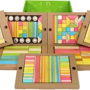 240 Piece Tegu Classroom Magnetic Wooden Block Set, Tints Kit