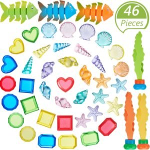 46 Pieces Sinking Dive Pool Toy Diving Gems Toy Set Underwater Summer
