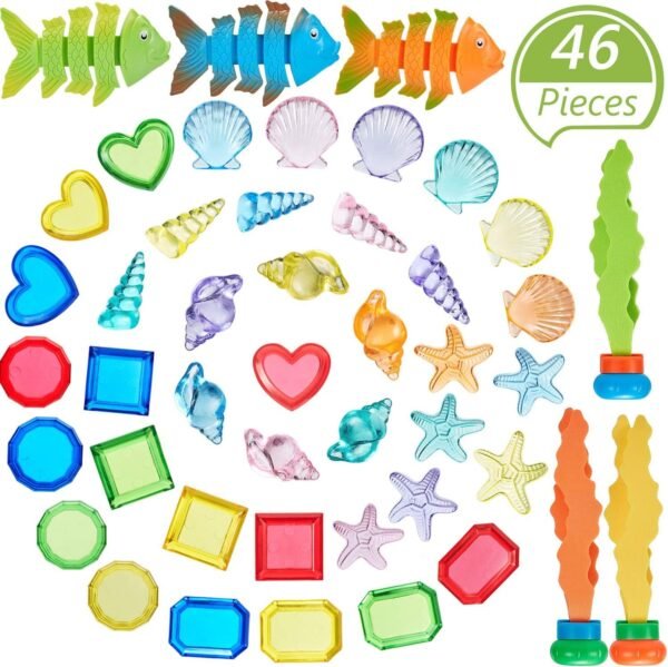 46 Pieces Sinking Dive Pool Toy Diving Gems Toy Set Underwater Summer