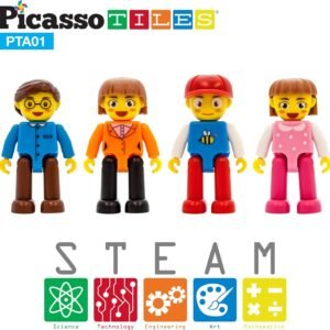 PicassoTiles Magnetic 4 Family Action Figures Toddler Toy Magnet Expansion Pack Educational