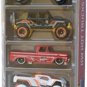 Hot Wheels 5 Pack Hot Trucks with Rare Black Jeep Wrangler, Green