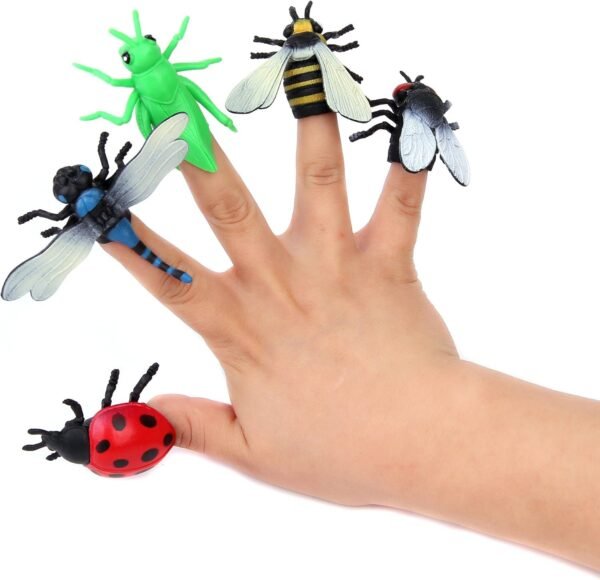 12 Pieces - Rubber Insect Finger Puppet for Toddlers & Kids -