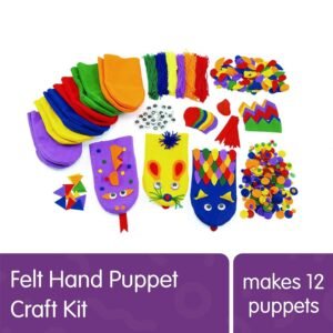 Colorations Felt Imaginary Hand Puppet Craft Kit for Kids, Makes 12 Puppets,