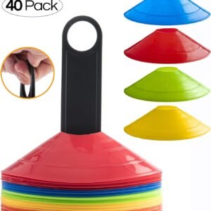 Prextex 40 Pack Soccer Cones with Holder for Training, Football, Kids, Sports,