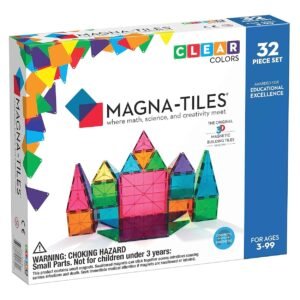 Magna-Tiles 32-Piece Clear Colors Set, The Original, Award-Winning Magnetic Building Tiles for