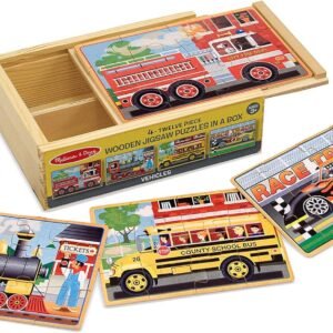 Melissa & Doug Wooden Jigsaw Puzzles in a Box - Vehicles