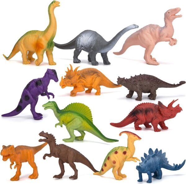 Kids Dinosaur Figures Toys, 7 Inch Jumbo Plastic Dinosaur Playset, STEM Educational