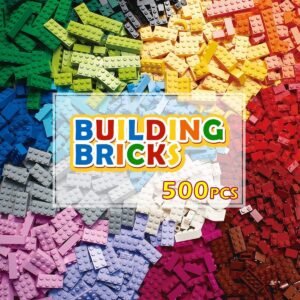 PANLOS STEM Building Bricks Kit Classic Colors 500 Pieces Building Blocks Toys-Compatible