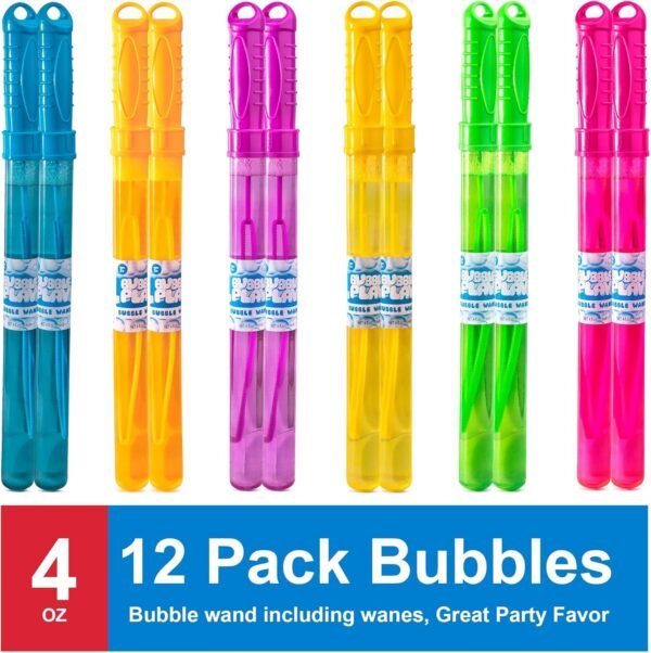 BubblePlay 12 Pack Big Bubble Wands - Kids Fun Bulk Party Favors