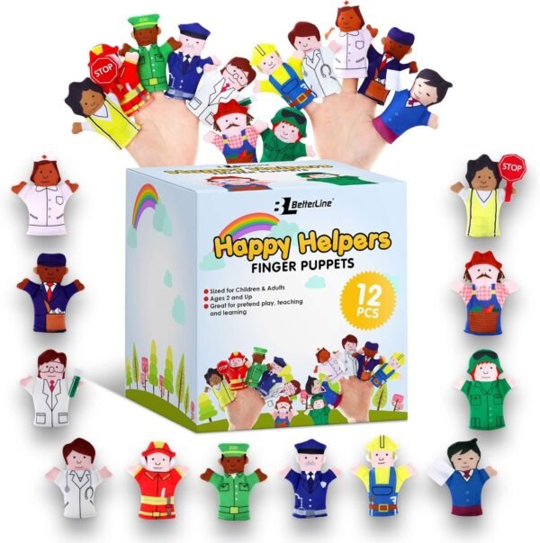 Limited Edition Happy Helpers Finger Puppets 12-Piece Set - Teach and Learn
