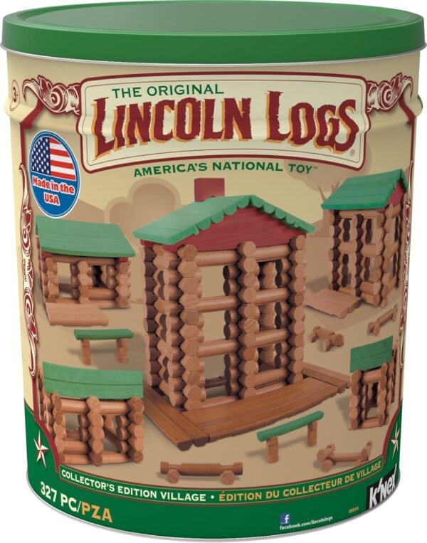 LINCOLN LOGS-Collectors Edition Village-327 Pieces-Real Wood Logs-Ages 3+ - Best Retro Building