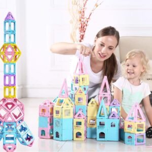 dreambuilderToy 108 Piece Magnetic Tiles,STEM Building Block Preschool Educational Construction Kit3D Magnetic