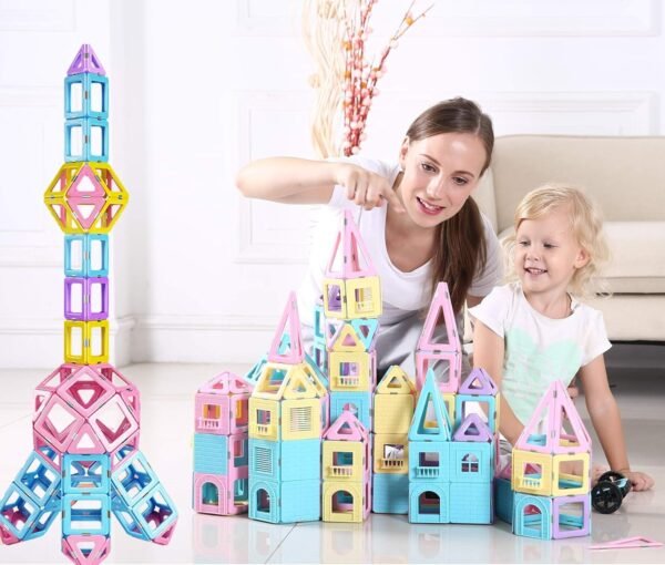 dreambuilderToy 108 Piece Magnetic Tiles,STEM Building Block Preschool Educational Construction Kit3D Magnetic