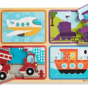 Melissa & Doug Natural Play Wooden Puzzle Ready, Set, Go Four 4-Piece