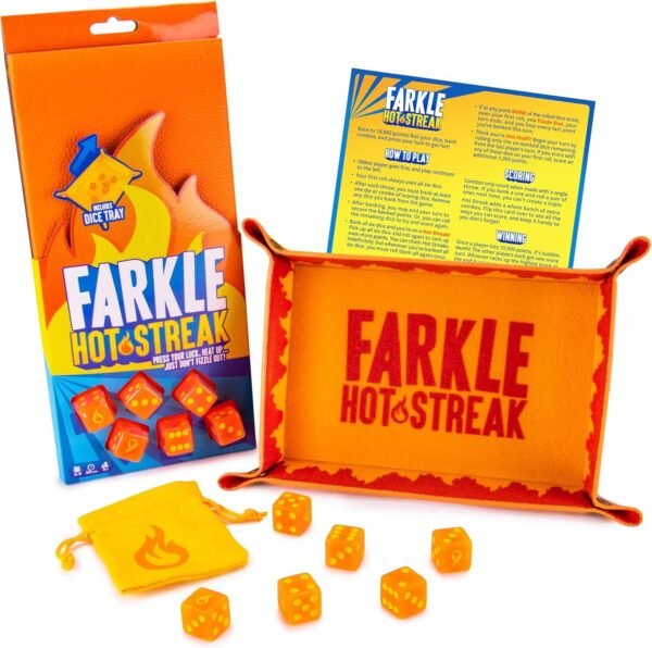 Farkle Hot Streak Fast, Frenetic Family Dice Game Set Includes 6 Dice,