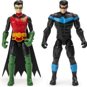 BATMAN, 4-Inch Robin and Nightwing Action Figures with 6 Mystery Accessories