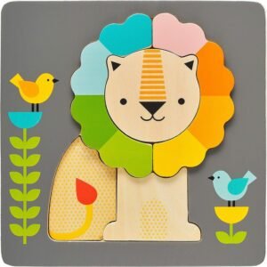 Petit Collage Chunky Wooden Tray Puzzle, Lion, Ages 18 Months +, Multi,